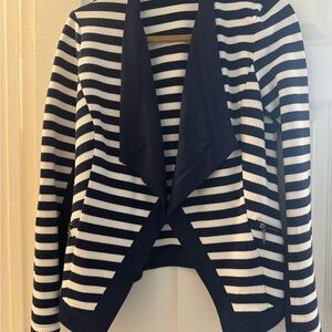 White House Black Market Navy and White Striped Cardigan